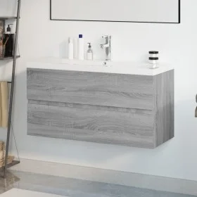 Mueble de baño con lavabo madera contrachapada gris Sonoma de , Tocadores de baño - Ref: Foro24-3152883, Precio: 287,38 €, De...