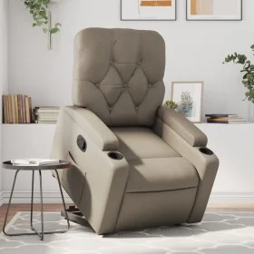Sillón reclinable elevable cuero artificial color capuchino de , Sillones - Ref: Foro24-3204778, Precio: 281,99 €, Descuento: %