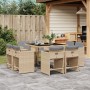 Set comedor de jardín 9 pzas con cojines ratán sintético beige de , Conjuntos de jardín - Ref: Foro24-3211200, Precio: 416,68...