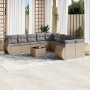 Set de sofás de jardín 11pzas con cojines ratán sintético beige en Conjuntos de jardín | Comprar online en Foru.es