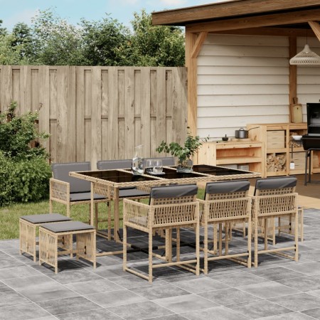 Set comedor de jardín 11 pzas con cojines ratán sintético beige de , Conjuntos de jardín - Ref: Foro24-3211512, Precio: 453,5...