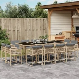 Set comedor de jardín con cojines 13 pzas ratán sintético beige de , Conjuntos de jardín - Ref: Foro24-3211584, Precio: 785,6...