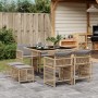 Set comedor de jardín 9 pzas con cojines ratán sintético beige de , Conjuntos de jardín - Ref: Foro24-3211680, Precio: 405,99...