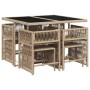 Set comedor de jardín 9 pzas con cojines ratán sintético beige de , Conjuntos de jardín - Ref: Foro24-3211680, Precio: 405,99...