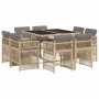 Set comedor de jardín 9 pzas con cojines ratán sintético beige de , Conjuntos de jardín - Ref: Foro24-3211020, Precio: 450,45...
