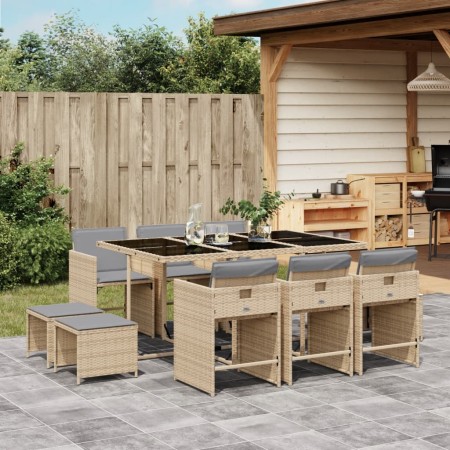 Set comedor de jardín 11 pzas con cojines ratán sintético beige de , Conjuntos de jardín - Ref: Foro24-3211152, Precio: 496,4...