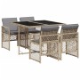 Set comedor de jardín 5 pzas con cojines ratán sintético beige de , Conjuntos de jardín - Ref: Foro24-3210720, Precio: 313,15...