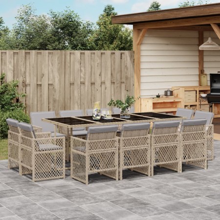 Set comedor de jardín con cojines 13 pzas ratán sintético beige de , Conjuntos de jardín - Ref: Foro24-3210864, Precio: 862,4...