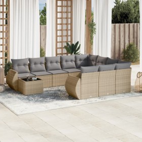 Set de sofás de jardín 11pzas con cojines ratán sintético beige en Conjuntos de jardín | Comprar online en Foru.es