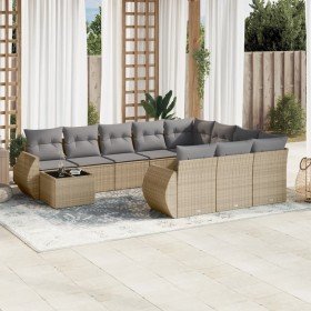 Set de sofás de jardín 11pzas con cojines ratán sintético beige en Conjuntos de jardín | Comprar online en Foru.es