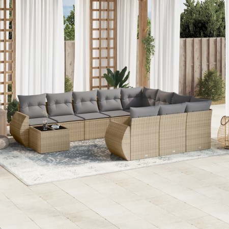 Set de sofás de jardín 11pzas con cojines ratán sintético beige en Conjuntos de jardín | Comprar online en Foru.es