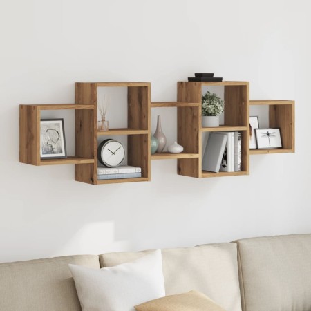Estante de pared madera ingeniería roble artisian 129x18x42 cm de , Estantes y estanterías - Ref: Foro24-853226, Precio: 54,3...