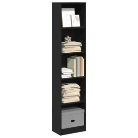 Estantería de madera de ingeniería negra 40x24x176 cm de , Librerías y estanterías - Ref: Foro24-857793, Precio: 51,24 €, Des...