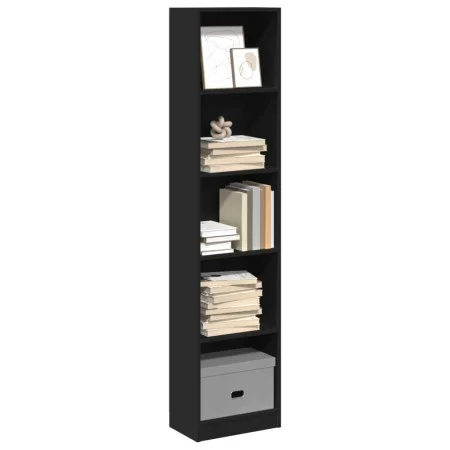 Estantería de madera de ingeniería negra 40x24x176 cm de , Librerías y estanterías - Ref: Foro24-857793, Precio: 51,24 €, Des...