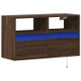 Mueble de TV de pared con luces LED marrón roble 80x31x45 cm de , Muebles TV - Ref: Foro24-852333, Precio: 65,13 €, Descuento: %