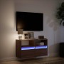 Mueble de TV de pared con luces LED marrón roble 80x31x45 cm de , Muebles TV - Ref: Foro24-852333, Precio: 65,13 €, Descuento: %