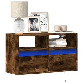 Mueble de TV de pared con luces LED roble ahumado 80x31x45 cm de , Muebles TV - Ref: Foro24-852331, Precio: 62,36 €, Descuent...