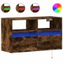 Mueble de TV de pared con luces LED roble ahumado 80x31x45 cm de , Muebles TV - Ref: Foro24-852331, Precio: 65,07 €, Descuent...