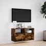 Mueble de TV de pared con luces LED roble ahumado 80x31x45 cm de , Muebles TV - Ref: Foro24-852331, Precio: 65,07 €, Descuent...