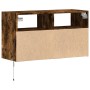 Mueble de TV de pared con luces LED roble ahumado 80x31x45 cm de , Muebles TV - Ref: Foro24-852331, Precio: 65,07 €, Descuent...