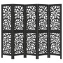 Biombo separador de 5 paneles madera maciza Paulownia negro de , Divisores de ambientes - Ref: Foro24-358757, Precio: 130,18 ...