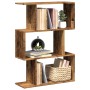 Librería divisora 3 niveles madera envejecida 70x24x97 cm de , Librerías y estanterías - Ref: Foro24-858118, Precio: 42,05 €,...