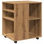 Armario con ruedas madera ingeniería roble artesanal 60x53x72cm de , Taquillas y armarios de almacenamiento - Ref: Foro24-856...