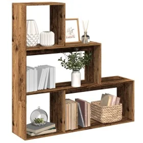 Librería divisora 3 niveles madera envejecida 123x29x123 cm de , Librerías y estanterías - Ref: Foro24-857992, Precio: 71,22 ...
