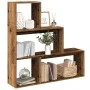Librería divisora 3 niveles madera envejecida 123x29x123 cm de , Librerías y estanterías - Ref: Foro24-857992, Precio: 71,22 ...