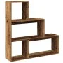 Librería divisora 3 niveles madera envejecida 123x29x123 cm de , Librerías y estanterías - Ref: Foro24-857992, Precio: 71,22 ...