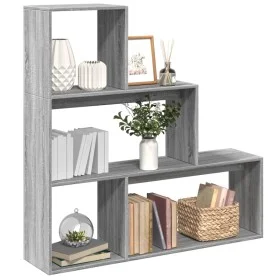 Librería divisora 3 niveles madera gris Sonoma 123x29x123 cm de , Librerías y estanterías - Ref: Foro24-857990, Precio: 60,40...