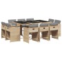 Set comedor de jardín 11 pzas con cojines ratán sintético beige de , Conjuntos de jardín - Ref: Foro24-3211212, Precio: 608,5...