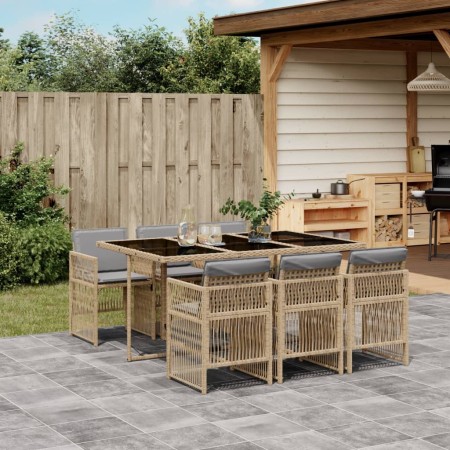 Set comedor de jardín 7 pzas con cojines ratán sintético beige de , Conjuntos de jardín - Ref: Foro24-3210912, Precio: 414,82...