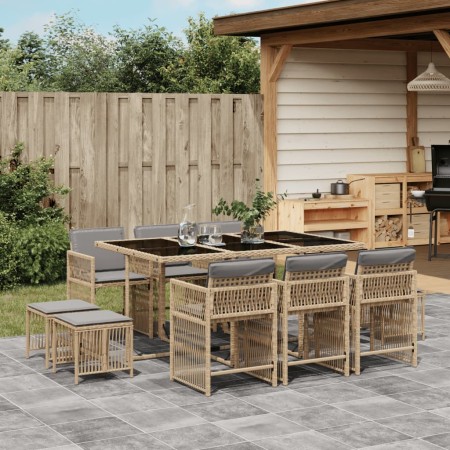 Set comedor de jardín 11 pzas con cojines ratán sintético beige de , Conjuntos de jardín - Ref: Foro24-3211692, Precio: 560,0...
