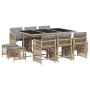 Set comedor de jardín 11 pzas con cojines ratán sintético beige de , Conjuntos de jardín - Ref: Foro24-3211692, Precio: 560,0...