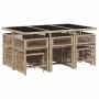 Set comedor de jardín 11 pzas con cojines ratán sintético beige de , Conjuntos de jardín - Ref: Foro24-3211692, Precio: 560,0...
