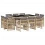 Set comedor de jardín 11 pzas con cojines ratán sintético beige de , Conjuntos de jardín - Ref: Foro24-3211032, Precio: 587,6...