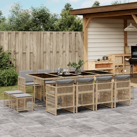 Set comedor de jardín con cojines 13 pzas ratán sintético beige de , Conjuntos de jardín - Ref: Foro24-3210984, Precio: 692,3...