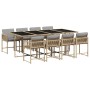 Set comedor de jardín 9 pzas con cojines ratán sintético beige de , Conjuntos de jardín - Ref: Foro24-3211464, Precio: 490,49...
