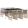 Set comedor de jardín 7 pzas con cojines ratán sintético beige de , Conjuntos de jardín - Ref: Foro24-3210732, Precio: 468,19...