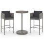 Set muebles bar jardín 3 piezas y cojines ratán sintético gris de vidaXL, Conjuntos de jardín - Ref: Foro24-3094773, Precio: ...