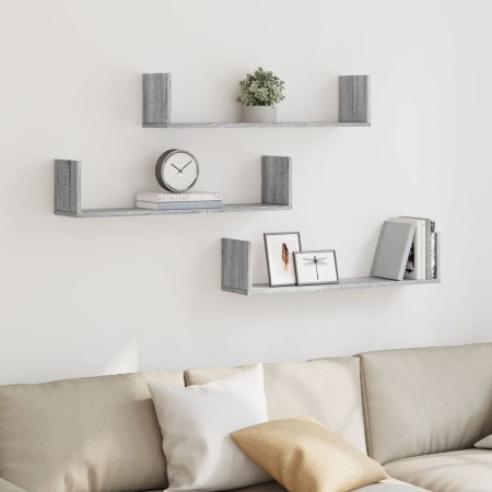 Estante de pared 3 uds madera ingeniería gris Sonoma 80x18x18cm de , Estantes y estanterías - Ref: Foro24-853295, Precio: 28,...