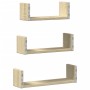 Estante de pared 3 unidades madera de ingeniería roble Sonoma de , Estantes y estanterías - Ref: Foro24-853310, Precio: 18,61...