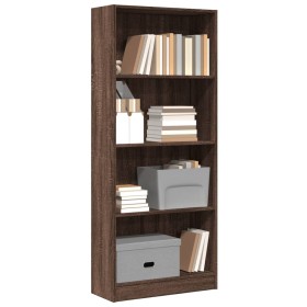 Estantería de madera de ingeniería marrón roble 60x24x143 cm de , Librerías y estanterías - Ref: Foro24-857818, Precio: 57,20...