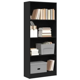 Estantería de madera de ingeniería negra 60x24x143 cm de , Librerías y estanterías - Ref: Foro24-857813, Precio: 54,67 €, Des...