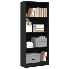 Estantería de madera de ingeniería negra 60x24x143 cm de , Librerías y estanterías - Ref: Foro24-857813, Precio: 56,68 €, Des...