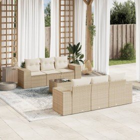 Set sofás de jardín 7 piezas y cojines ratán sintético beige en Conjuntos de jardín | Comprar online en Foru.es