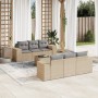 Set sofás de jardín 7 piezas y cojines ratán sintético beige en Conjuntos de jardín | Comprar online en Foru.es