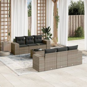 Set de sofás de jardín 7 piezas con cojines ratán PE gris en Conjuntos de jardín | Comprar online en Foru.es