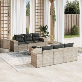 Set de sofás de jardín 7 pzas con cojines ratán PE gris claro en Conjuntos de jardín | Comprar online en Foru.es